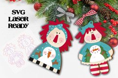 Snowman Annie Ornament SVG Set For Laser Cutting Product Image 1