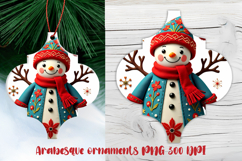 Arabesque Christmas snowman ornament PNG | Christmas design Product Image 1