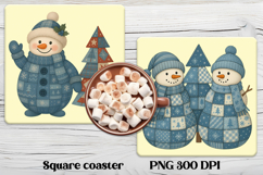 Christmas square coaster | Cute patchwork snowman coaster Product Image 1