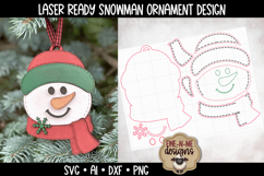 Snowman Face Ornament Laser Ready SVG | Holiday Laser SVG Product Image 1