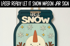 Let It Snow Snowman Door Hanger | Winter Mason Jar Laser SVG Product Image 3