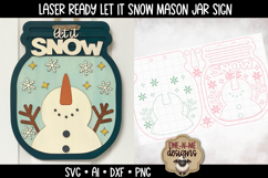 Let It Snow Snowman Door Hanger | Winter Mason Jar Laser SVG Product Image 2
