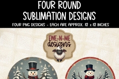Vintage Snowman Round Sublimation Designs | Four Round PNGs Product Image 3