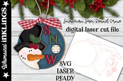 Snowman Sam Round Ornament SVG For Laser Cutting Product Image 1