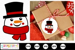Festive Snowman Face SVG: Adorable Winter Design with Scarf Product Image 1