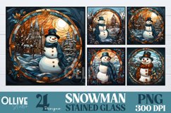 Stained Glass Snowman Christmas Sublimation Bundle Product Image 1
