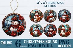 Christmas Stained Glass Snowman Ornaments Bundle PNG Product Image 1