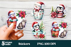 Christmas snowman stickers | Printable Christmas sticker Product Image 1