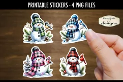 Plaid Snowmen Printable Stickers | 4 Snowman PNG Stickers Product Image 3