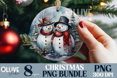 Christmas Snowman Ornament Rounds Bundle PNG Product Image 2