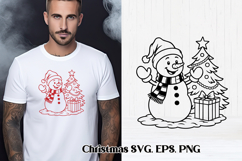 Christmas snowman SVG design | Christmas snowman silhouette Product Image 1