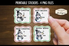 Buffalo Plaid Snowman Printable Gift Tag Stickers | 4 PNG Product Image 1