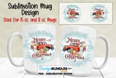 Snowman Truck Christmas 11 & 15 oz Mug Sublimation Design Product Image 1