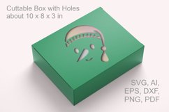 Snowmen Face Rectangular Favor Box with Holes Papercut SVG