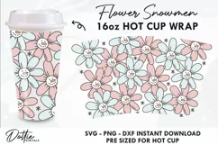 Snowmen Flowers No Hole Starbucks Hot Cup Wrap SVG Vector Product Image 1