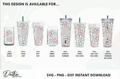 Snowmen Flowers No Hole Starbucks Hot Cup Wrap SVG Vector Product Image 3