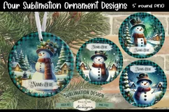 Snowmen In Night Village Christmas Ornament Design PNG Files Product Image 1