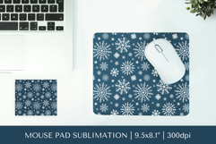 Winter mouse pad sublimation design. Snowflakes mousepad 05 Product Image 1