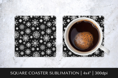 Winter square coaster sublimation. Snowflakes coaster PNG 09 Product Image 1