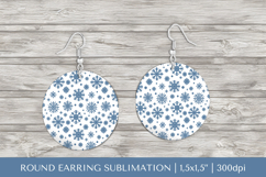 Winter earring sublimation. Snowflakes round earrings PNG 12 Product Image 1