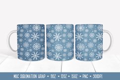 Winter Snowflakes Mug Sublimation Design. Christmas Mug Wrap Product Image 1