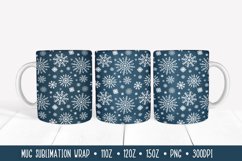 Blue Winter Mug Sublimation Design. Christmas Mug Wrap. Product Image 1