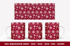 Winter Snowflakes Mug Sublimation Design. Red Mug Wrap Product Image 1