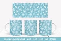 Ice Blue Mug Sublimation Design. Winter Snowflakes Mug Wrap Product Image 1