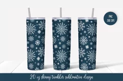 Blue winter tumbler sublimation wrap. Christmas tumbler Product Image 1