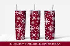 Red winter tumbler sublimation wrap. Christmas tumbler Product Image 1