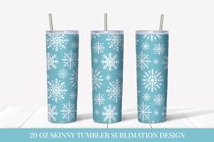 Winter snowflakes tumbler sublimation wrap. Ice blue tumbler Product Image 1