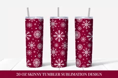 Red winter tumbler wrap sublimation. Christmas tumbler wrap Product Image 1