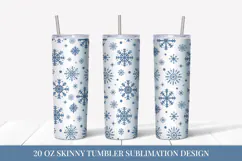 Snowflake tumbler sublimation wrap. Winter tumbler design Product Image 1
