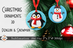 Penguin &amp; snowman 3D Christmas Cookie Ornaments Product Image 1