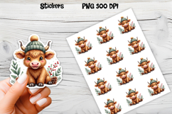 Christmas cow stickers | Printable Christmas sticker   Product Image 1