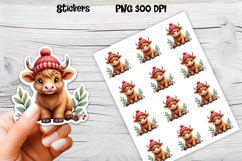 Christmas cow stickers | Printable Christmas sticker   Product Image 1