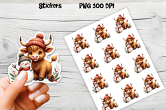 Christmas cow stickers | Printable Christmas sticker   Product Image 1