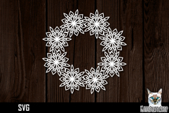 Papercut snowflake wreath frame, Christmas Ornament SVG Product Image 1