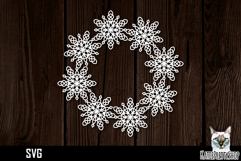 Papercut snowflake wreath frame, Christmas Ornament SVG Product Image 1