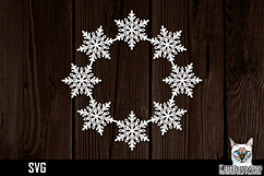 Papercut snowflake wreath frame, Christmas Ornament SVG Product Image 1