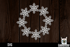 Papercut snowflake wreath frame, Christmas Ornament SVG Product Image 1
