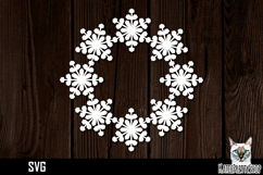 Papercut snowflake wreath frame, Christmas Ornament SVG Product Image 1