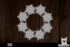 Papercut snowflake wreath frame, Christmas Ornament SVG Product Image 1