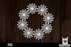 Papercut snowflake wreath frame, Christmas Ornament SVG Product Image 1