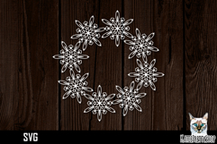 Papercut snowflake wreath frame, Christmas Ornament SVG Product Image 1