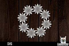 Papercut snowflake wreath frame, Christmas Ornament SVG Product Image 1