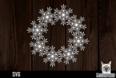 Papercut snowflake wreath frame, Christmas Ornament SVG Product Image 1