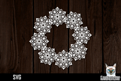 Papercut snowflake wreath frame, Christmas Ornament SVG Product Image 1
