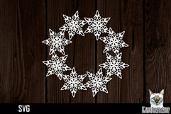 Papercut snowflake wreath frame, Christmas Ornament SVG Product Image 1