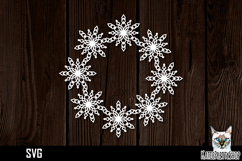 Papercut snowflake wreath frame, Christmas Ornament SVG Product Image 1